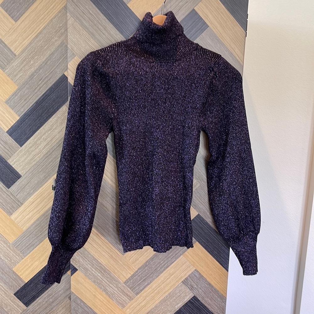 Ann Taylor lurex shine purple turtleneck